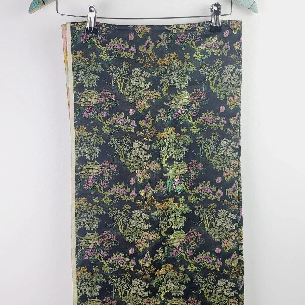Vtg 100% Silk Brocade Jacquard Fabric By Yard - Picture 3 of 6
